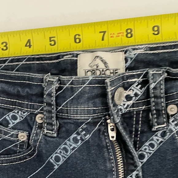 Jordache RINSE DIAGONAL LOGO PRINT VINTAGE CROP 26 straight leg fitted high rise - Picture 6 of 11